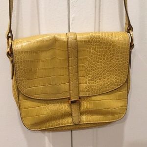 Yellow croc vintage leather retro bag